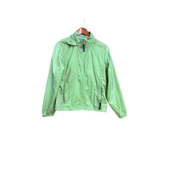 L.L. Bean Jackets & Blazers - L.L. Bean Green Hooded Nylon Light Weight Jacket Women's Size Small Rain Jacket